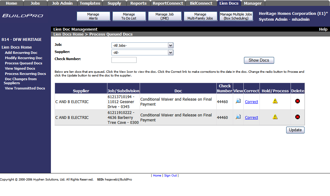 Queued Lien Releases
