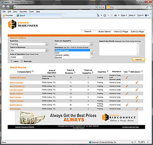 Builder Search Page