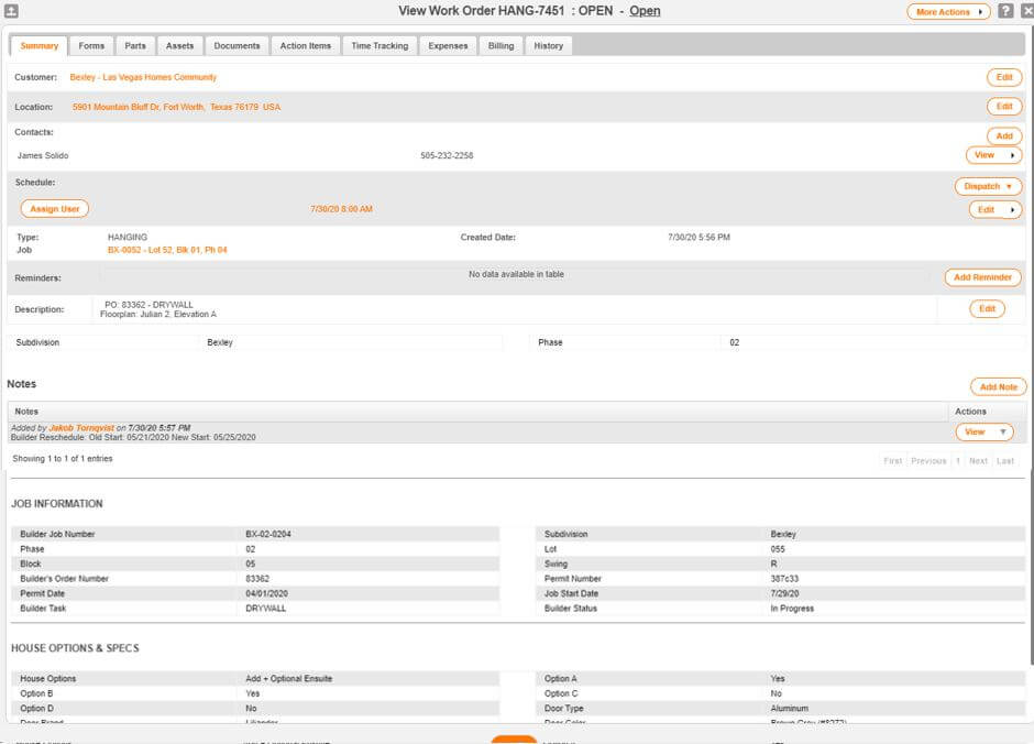 SupplyPro GM Drywall Work Orders and Supplies