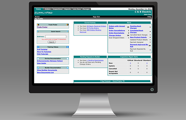 supply pro order management being used on computer